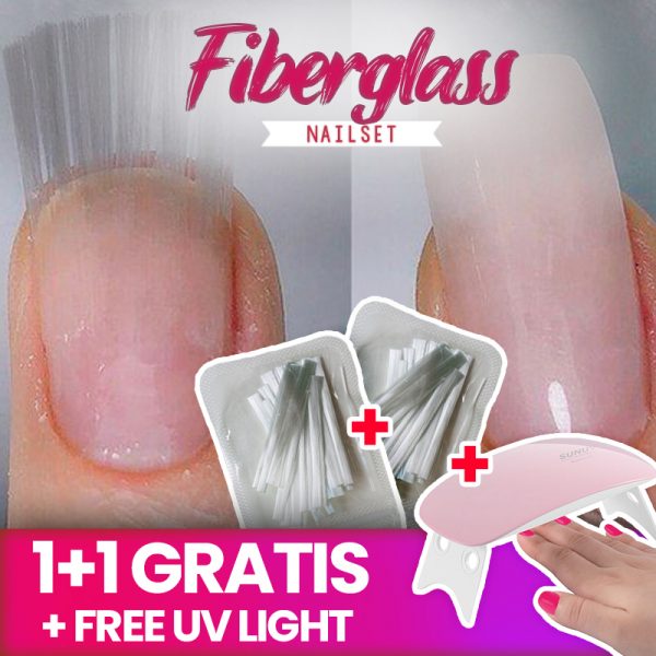 FIBERGLASS NAIL SET – Set per ricostruzione unghie [1+1 GRATIS + luce UV]