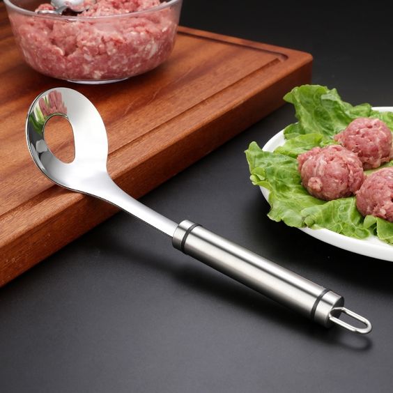 Meatball making spoon slider